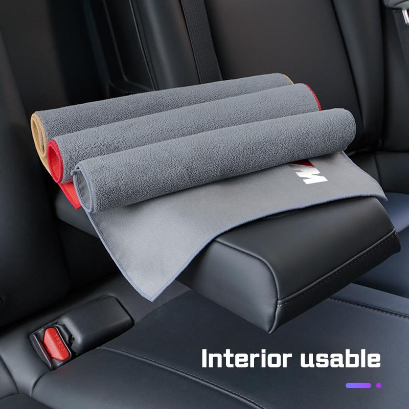 QXFA9 For BMW M M3 M5 M6 E36 E46 E91 F48 F25 F10 F20 X1X3X5 X6 X7 Suede Car Wash Towel Cleaning Rag Tools Interior Cleaning Soft Brush