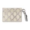 Gucci GG Emblem Classic 4 Slot Coated Fabric Leather Card Holder Women card holder Light-Beige Silver 819121-FAFGH-8741