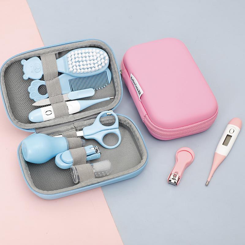 Baby Grooming Set, 8 In 1 Baby Hair Brush / Nail Clipper / Nose Cleaner / Finger Toothbrush / Nail Scissors / Manicure Set, for Baby Care