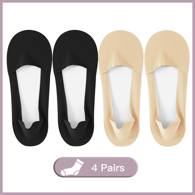 Ice Silk Low Cut Boat Socks for Women Seamless Breathable Silicone Anti Slip Socks Female Invisible Socks
