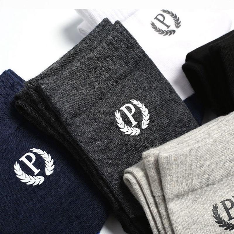 Мужские антибактериальные носки до середины икры, осенние и зимние, нескользящие, с буквами, дышащие, спортивные носки