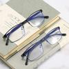 Business Men Women Anti-Blue Light Myopia Glasses Finished Metal Square Prescription Eyeglasses Diopter 0 -0.5 To -6.0