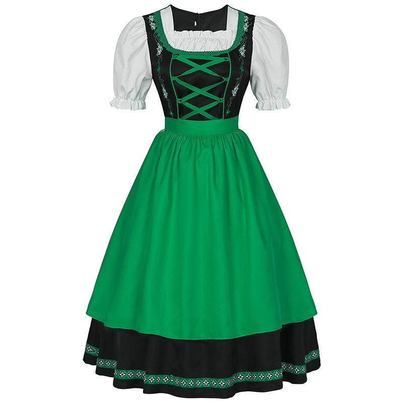 Halloween & Christmas Embroidered Bavarian Beer Dress, Oktoberfest Stage Cosplay Outfit