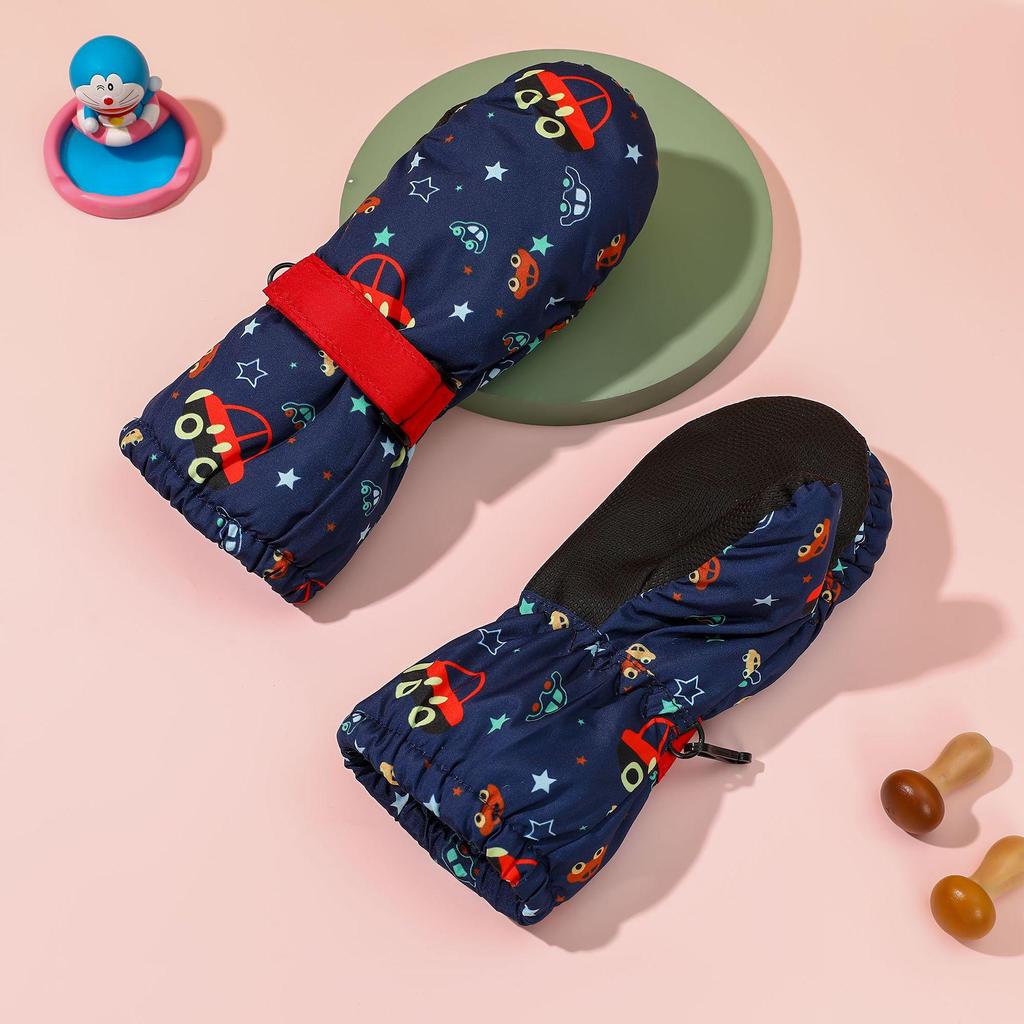 Fun Print Children's Ski Mittens - Waterproof, Windproof, Warm & Cute for Boys and Girls