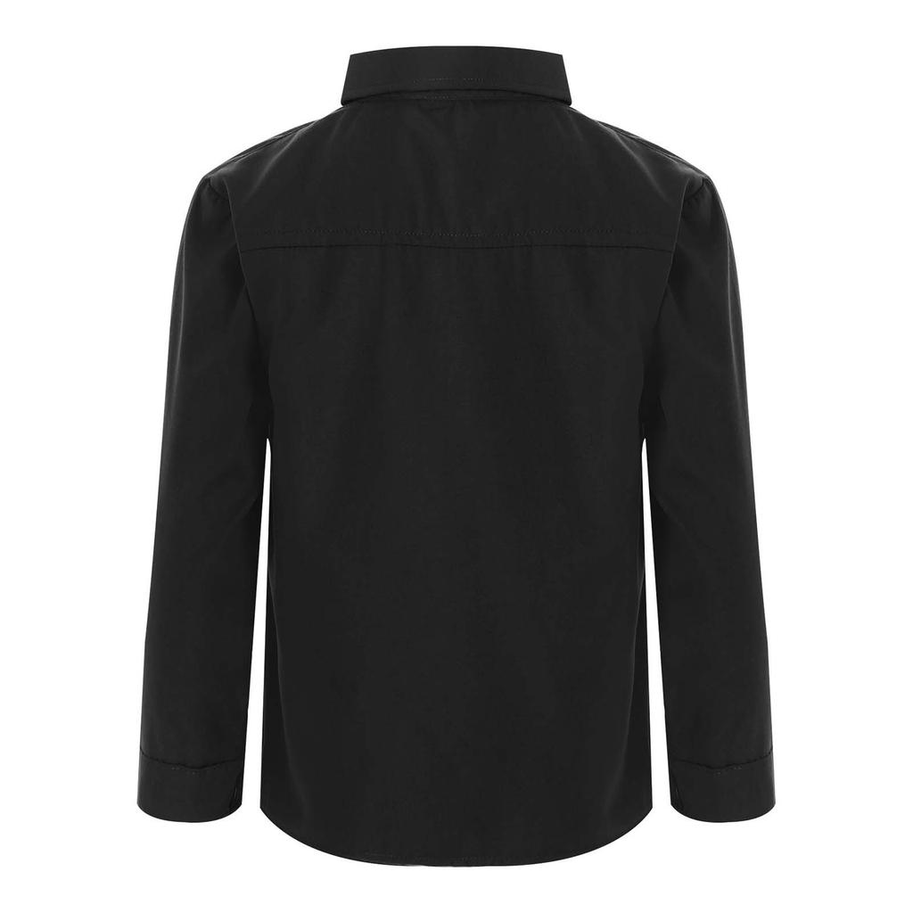 Рубашка плательная с длинным рукавом для мальчиков, повседневная однотонная с воротником на пуговицах