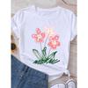 Women's Printed Candy Flower T-shirt, Casual Wear, Short Sleeved T-shirt, Women's Fashionable Graphic T-shirt