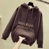 Autumn and Winter Women's Thick Sweatshirt Loose Fleece Top Pocket Casual Pullover