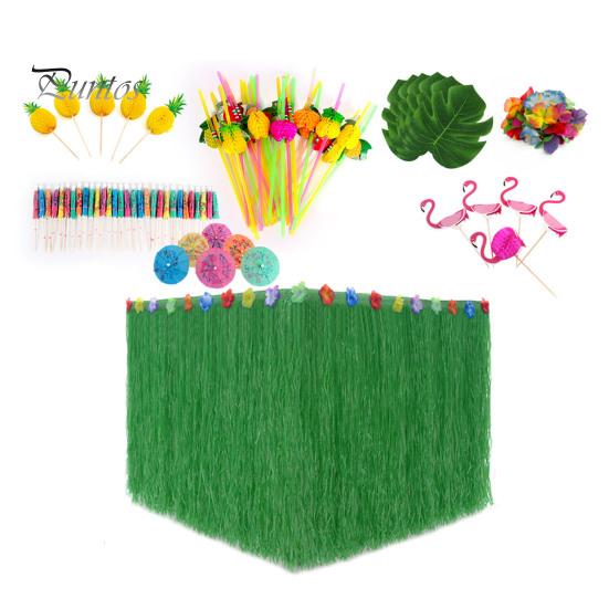 Юбка для стола, украшения для вечеринки в стиле Луау, принадлежности для тропической гавайской вечеринки, сувениры на цветочную летнюю пляжную тематику