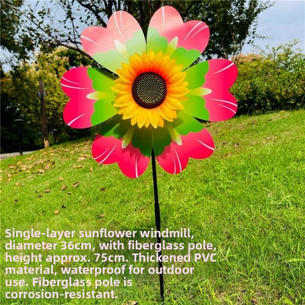 PVC Rotating Sunflower Multistyles Stake Standing Lawn Flower Pinwheel Outdoor Party Picnic Decor