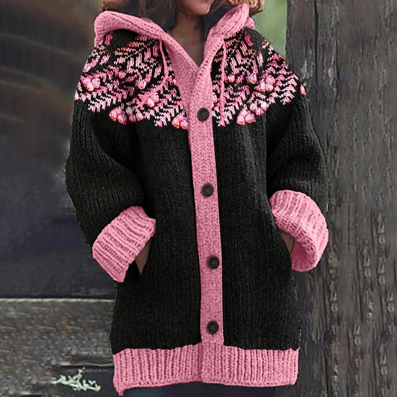 3D Printed Hooded Sweatshirt Coat Women Casual Loose Fit Long Sleeve Street Style Fall Winter