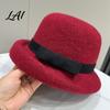 High End Retro Style Hat Classic Felt Cloche for Women Fall Winter Soft Fedora Bucket Hat Stylish Bowknot Vintage Short Brim Bowler Cap with