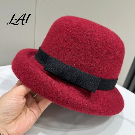High End Retro Style Hat Classic Felt Cloche for Women Fall Winter Soft Fedora Bucket Hat Stylish Bowknot Vintage Short Brim Bowler Cap with