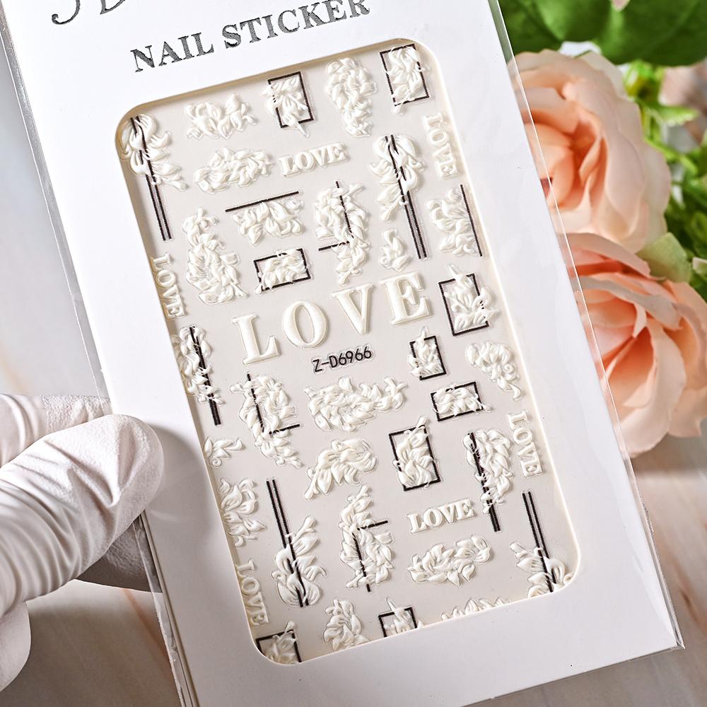1pc 5D Bee Butterfly Flower Embossed Nail Sticker Self-Adhesive Acrylic Sunflower Engrave Decal Manicure Slider Decoration6x10cm