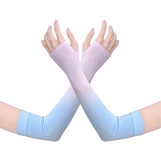 Sun Protection Arm Sleeves, Cooling UV Protection Sleeves, Mosquito Repellent Sleeves, with Thumb Hole, Gradient Colors for Women Summer Cycling