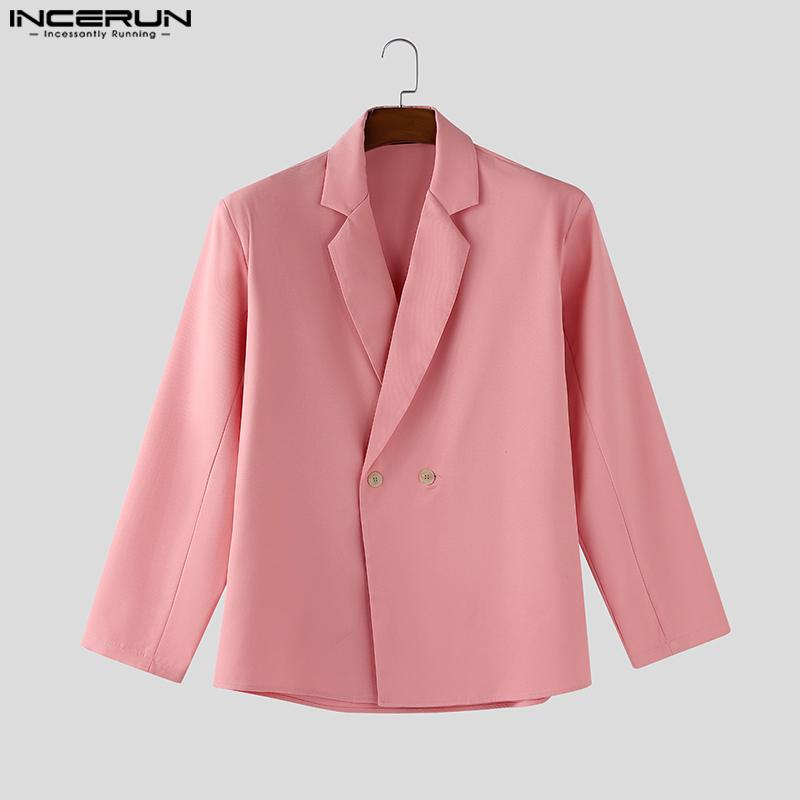 INCERUN Мужские пиджаки с лацканами, длинными рукавами, на одной пуговице, повседневные, свободные, тонкие