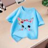 Summer Kids T Shirt Flower Cat Graphic Shirt Girls Floral Kitty Tops White Short Sleeve Wild Tee Cute Animal Cartoon Cat T-shirt