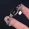 Серебро 925 пробы Овальный Черный турмалин Необработанный драгоценный камень Гранат Дочь Браслет-манжета