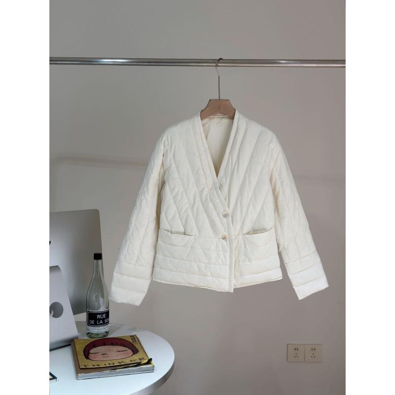 Женская короткая легкая пуховая куртка на белом утином пуху, теплая куртка с воротником, повседневная