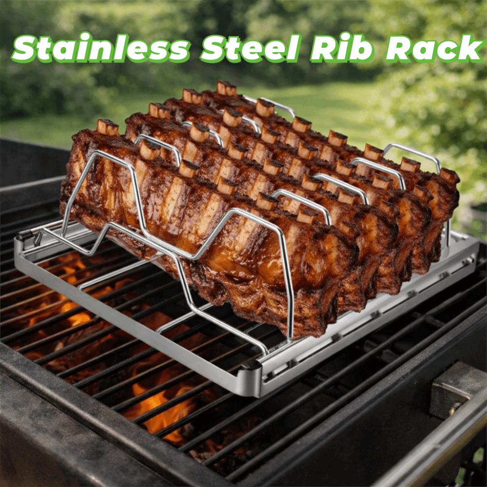 Corrosion-resistant Barbecue Roasting Rack Foldable Grill Rack Stainless Steel Rib Rack Steak