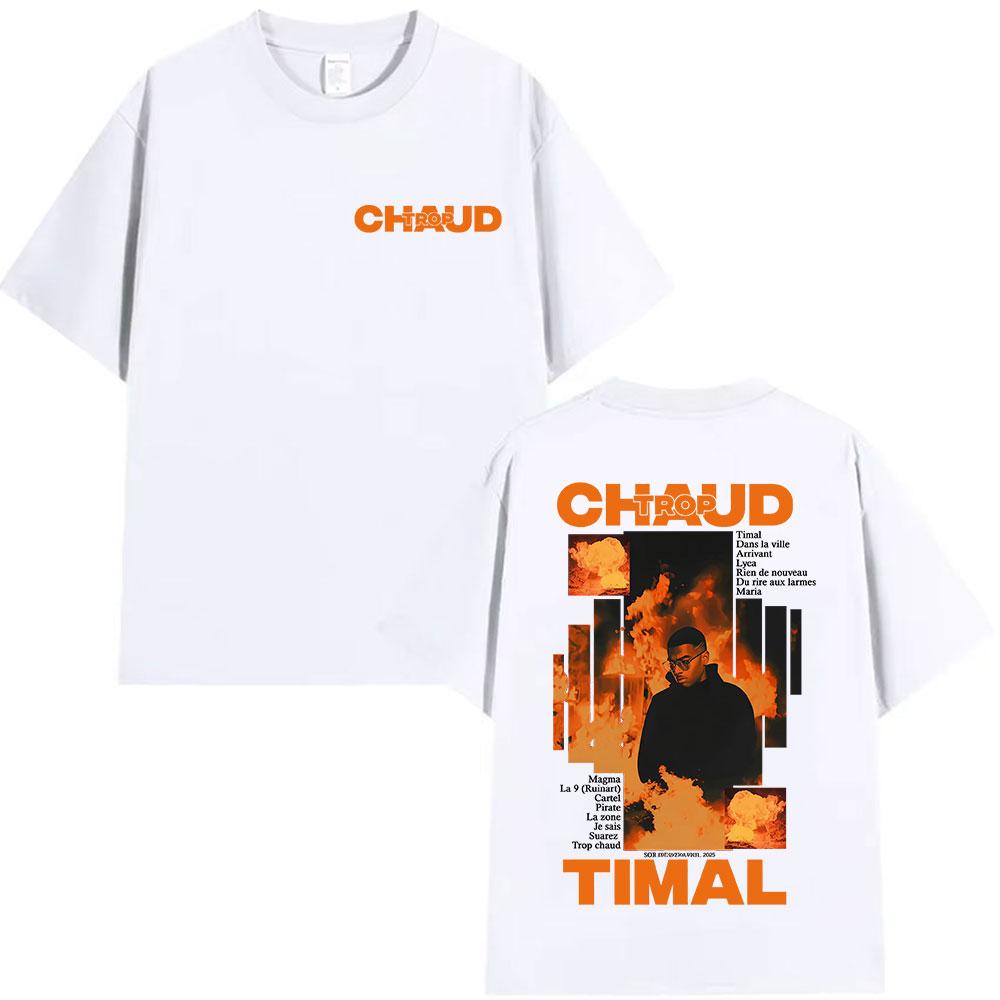 Rapper TROP CHAUD TIMAL Album 2025 Graphic T Shirt Unisex's Vintage Hip Hop Oversized T-shirt High Quality Cotton Tshirt Streetwear