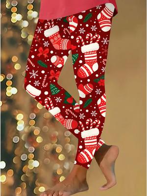 Женские рождественские леггинсы для йоги с эластичными принтами, фитнес, бег, спортзал, активные штаны