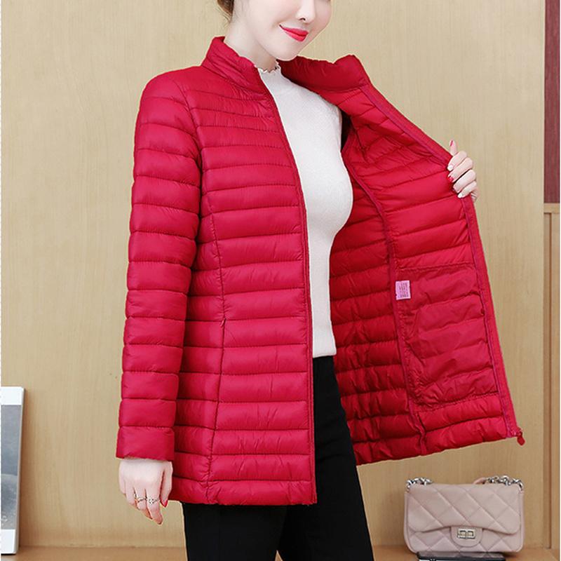 Women's Winter Thickened Waisted Standing Collar Plus Size Warm Jacket Loose Windproof Warm Top