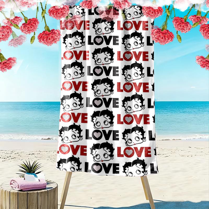 1pc Betty Boop Beach Towel Ideal Birthday Gift For Family, A Vibrant Beach Towel Suitable for Outdoor Activities