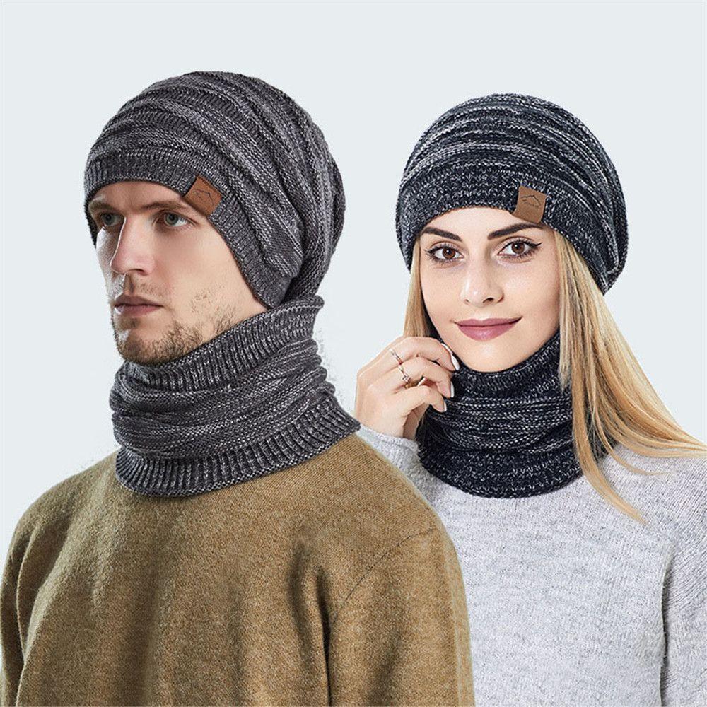 Outdoor Wool Winter Women Men Hedging Caps Millinery Beanies Caps Hats Scarf Set