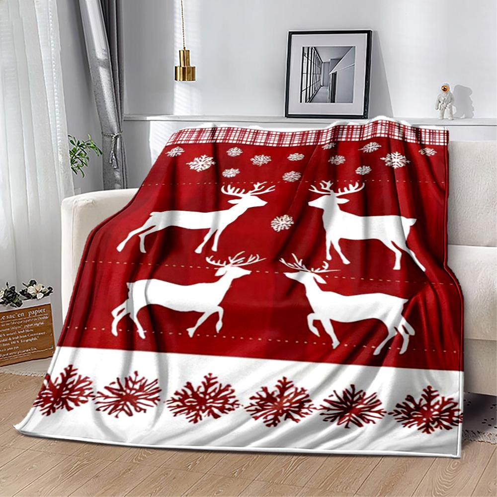 Christmas Snowman And Bear Flannel Blanket,Lightweight,Office Blanket,Sofa Blanket,Comfortable Blanket