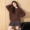 TonLion 2024 Women's Round Neck Cable Knit Sweater