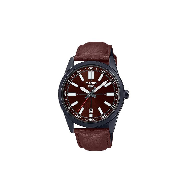 Casio Стандартная серия Мужские аналоговые часы Серия Классические Повседневные Отображение даты Водонепроницаемые Кварцевый механизм Кожаный ремешок Японские и корейские MTP-VD02BL-5E