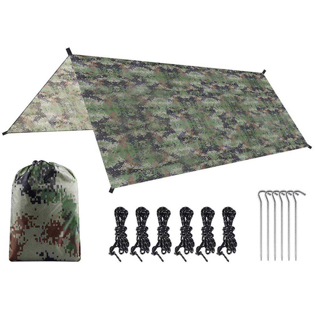 Portable Camouflage Camping Tarp 210T Polyester Yarn Awning Canopy Waterproof Foldable Ultra-light Picnic Backpacking Equipment
