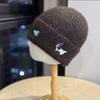 New Cute Puppy Embroidered Knitted Hat for Women In Autumn and Winter Korean Version Versatile Warm Ear Protecting Face Showing Small Woolen Hat