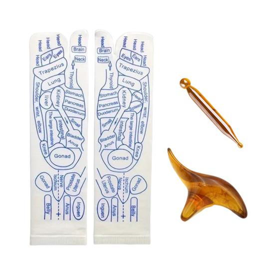 1 Set Massage Mid-calf Socks with Massage Stick Serenity Steps Legible Foot Acupuncture Point Printed Elastic Massage To Promote Circulation Beginner