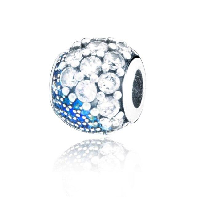 925 Sterling Silver Colorful Beads Transparent Shiny Row Clip Charm Fit Women Bracelet DIY Jewelry