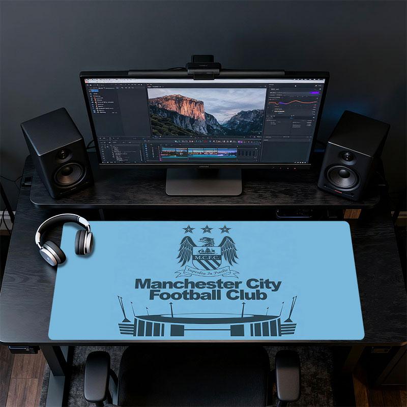 Коврик для мыши Man City, Большой игровой коврик для стола, Нескользящий XXL коврик для мыши для ноутбука и планшета, Игровой коврик для мини-ПК со прошитыми краями