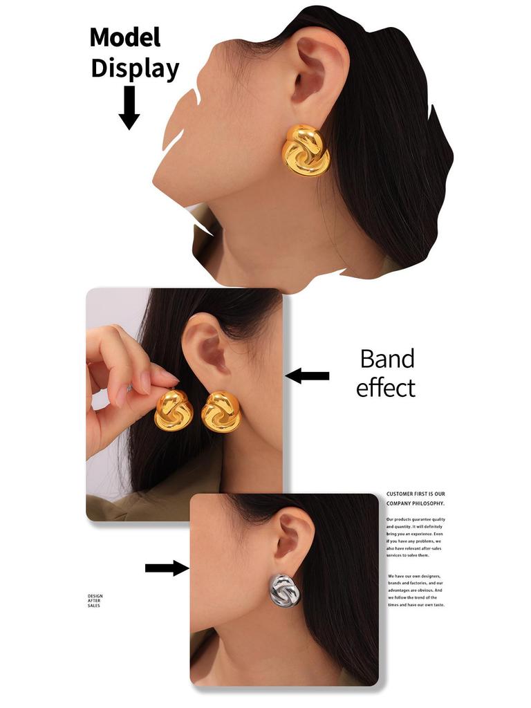 Элегантные европейско-американские серьги-кольца с двумя петлями: Изящная титановая сталь 18-каратного золота, не выцветает, идеально подходит для лета.