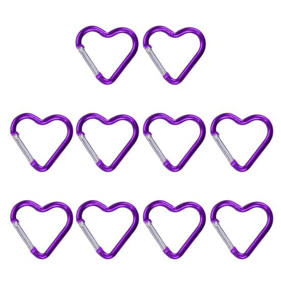 10Pcs Heart Shaped Carabiner Hooks Compact Quick Link Snap Hook Clips Strong Load Bearing Key Holders Camping Supplies