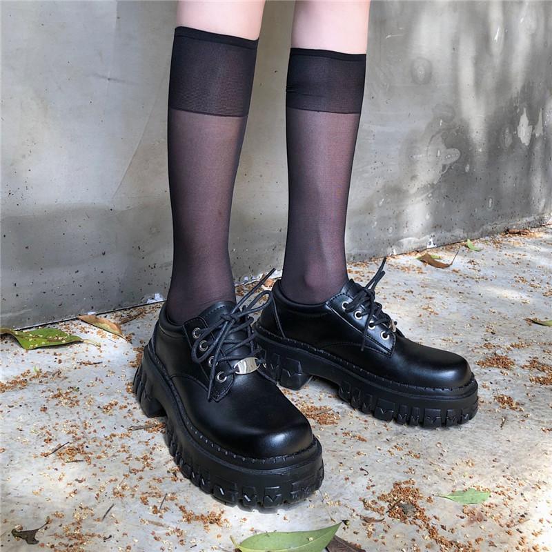 Классические черные оксфорды на платформе для женщин, весна-осень, повседневные туфли на плоской подошве со шнуровкой, женские туфли из искусственной кожи на толстой подошве