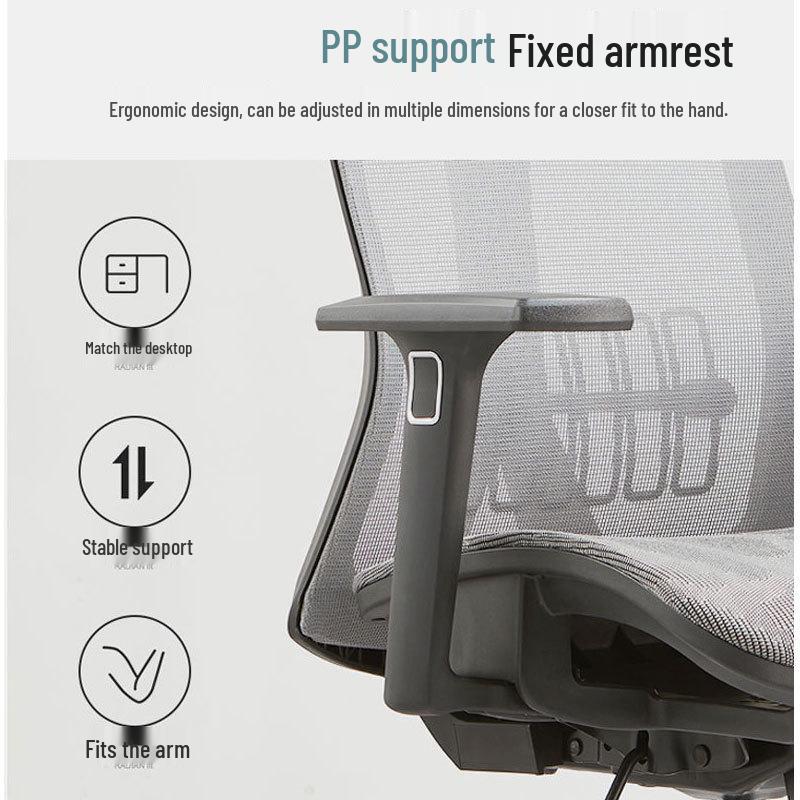 Ergonomic Grey Computer Chair for Long Hours - Adjustable Executive Office Seat