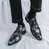 Мужские кожаные туфли с ромбовидным узором и заостренным носком – Business Casual, Модный европейский и американский стиль, Большие размеры
