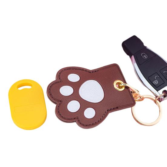 Cat Paw Shaped Pet Hair Keychain Faux Leather Pet Fur Souvenir Handmade Key Holder Pet Memorial Gift