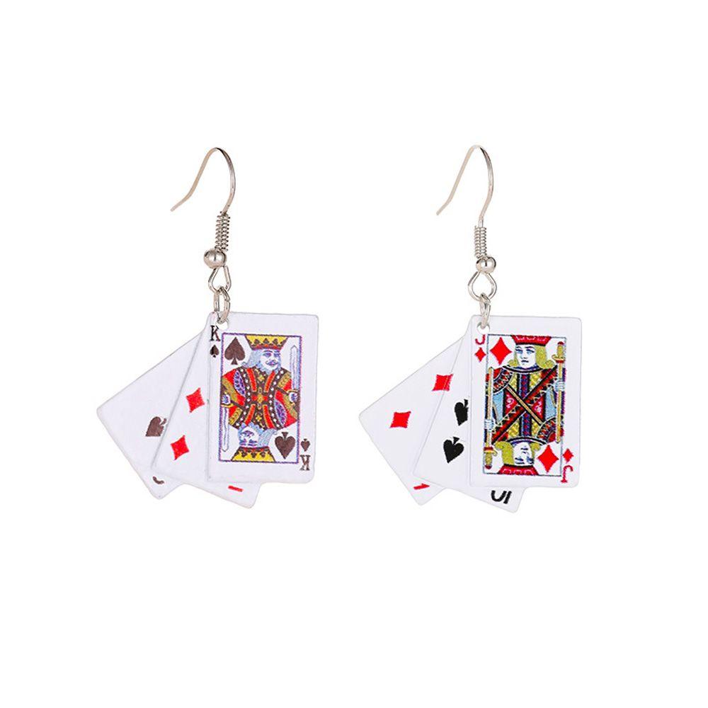 Подарочные модные креативные серьги Poker Drop Games Style Игральные карты Charms
