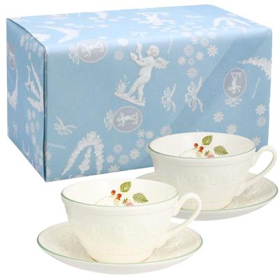 Wedgwood Официальный свадебный подарок Festivity Малина Пара чайных чашек Свадебный подарок для невесты и Официально импортированная упаковка и блюдце, 250 мл,