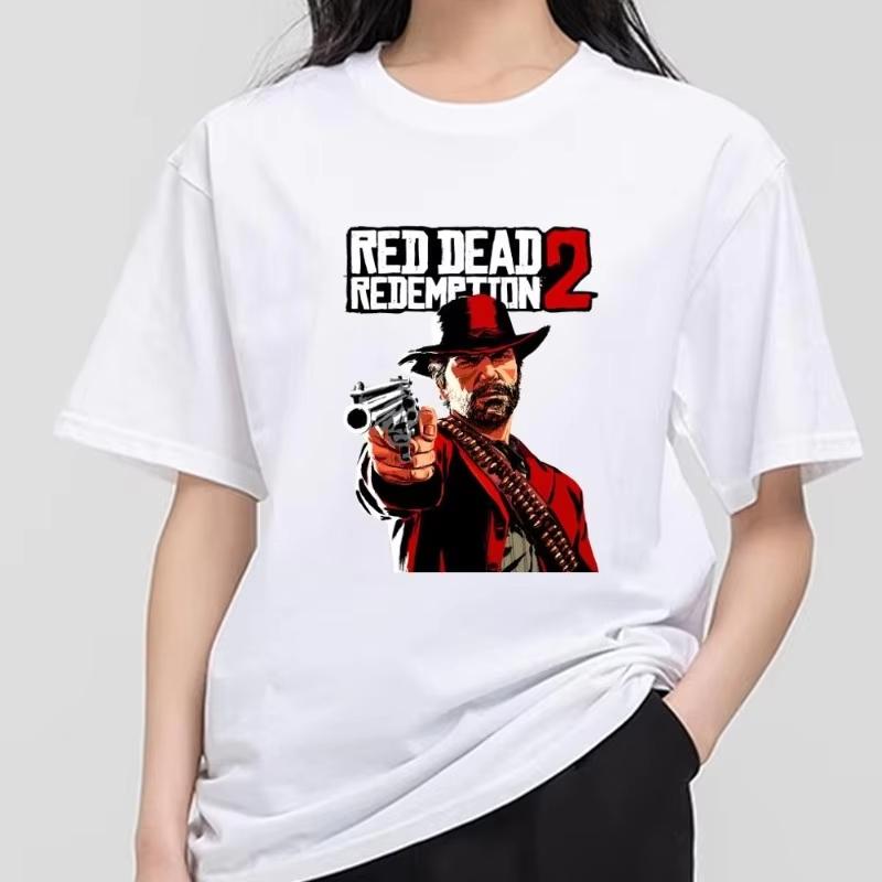 Мужская летняя модная футболка с принтом Red Dead Redemption 2 для пар, короткий рукав, 100% хлопок, унисекс, дышащий, повседневный топ