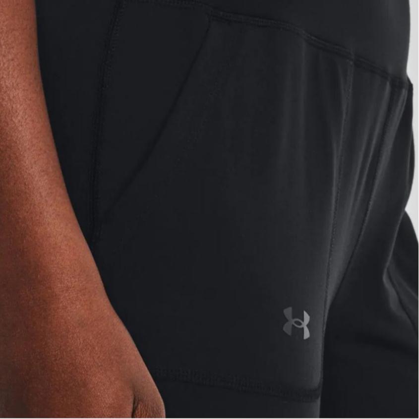 Under Armour Solid Color Breathable Mid-Rise Knitted Sports Pants Women Bottoms Black 1375077-001