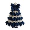 DIY Crochet Christmas Tree Kit Small Xmas Tree Craft Kit with Bow And Faux Pearl Handmade Holiday Decoration for Beginners