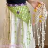 Floral Crochet Triangle Scarf Hip Scarf Mesh Headscarf New Flower Headscarf  Skirt Decor