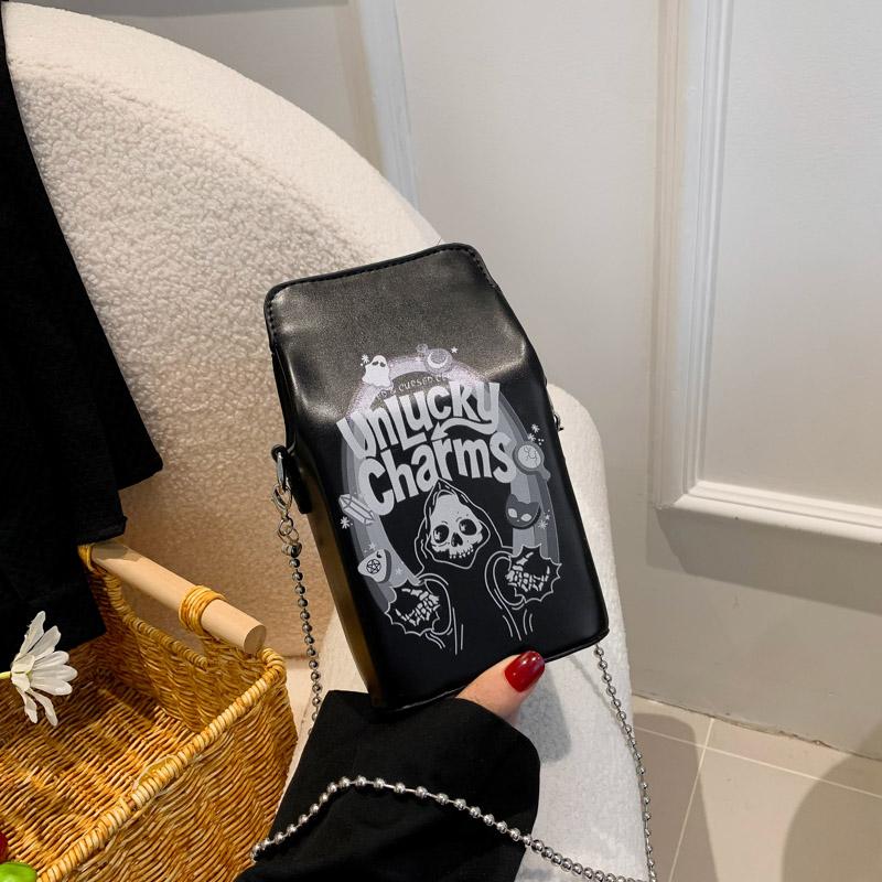 Модная сумка-коробка для отдыха темного цвета с изображением локомотива, женская сумка через плечо с цепным ремешком, женская сумка через плечо для фестивалей и вечеринок