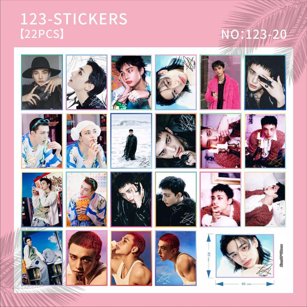 22Pcs Skzoo Square Creative Stickers Straykids Album Doit Peripheral Account Stickers Card Stickers Luggage Stickers